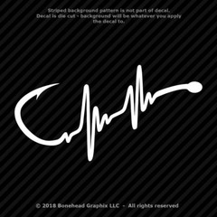 Fishing Decal Live to Fish Lifeline Hook Heartbeat Vinyl Window Sticker Original