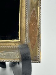 Moroccan Brass Mirror Copper Silver Arched Frame Wall Hanging 1970s VTG 5⅜»x3½»