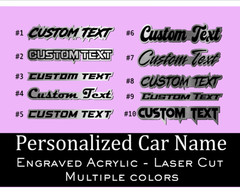 Car badge CUSTOM TEXT Engraved Emblem, Car emblem BRUSHED SILVER Text Name Logo