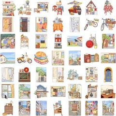 50Pcs Vintage Stickers,Waterproof Transparent PET Aesthetic Decorative Sticker S