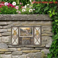 Jesus Religious Garden Tin Sign He Is Risen Christian Inspirational Outdoor Art