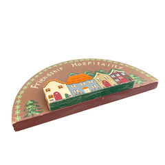 Vintage Friendship Hospitality Wooden Wall Plaque Folk Art Cottage Village Sign