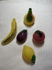 VTG Italian Glass Fruit 5 Pieces Apple Plum Banana Pear Lemon *READ