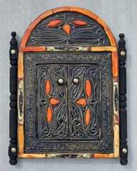Handmade MOROCCAN WALL MIRROR Double Doors Style Frame Embossed Brass Bone Inlay