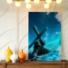 Wall Art Religious Jesus Carrying Cross Crown of Thorns Heavenly Path Print