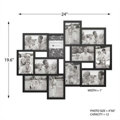 Lavish Home Photo Frame Collage for Twelve 4×6-Inch Pictures (Black)
