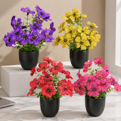 Small Fake Plants 4 Packs Artificial Flowers in Pots Home Decor Fake Flowers Dec