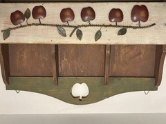 Vintage Wood Apple Mail Letter Key Holder Organizer Wall Hanging