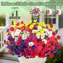 12 Bundles Mixed Artificial Flowers – 336 UV Resistant Silk Morning Glory & Euca