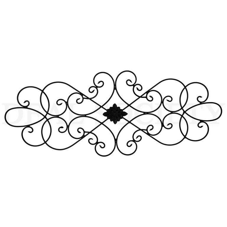 Wrought Iron Wall Art Decor for Living Room and Bedroom Medallion 32″ x 12″