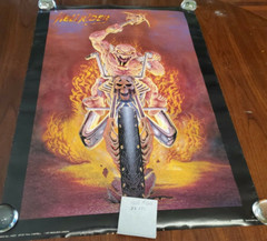HELL RIDERS SKULL MOTORCYCLE POSTER FIRE 32X 22 1993