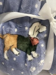 Blanket 100% Polyester Confort Bay Microlight Berber Dog Print Throw 50”x60” New