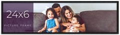 24×6 Frame Black Real Wood Picture Frame Width 0.75 inches | Interior Frame Dept