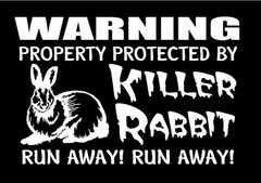 Funny Killer Rabbit Decal Warning Run Away Monty Python vinyl car sticker
