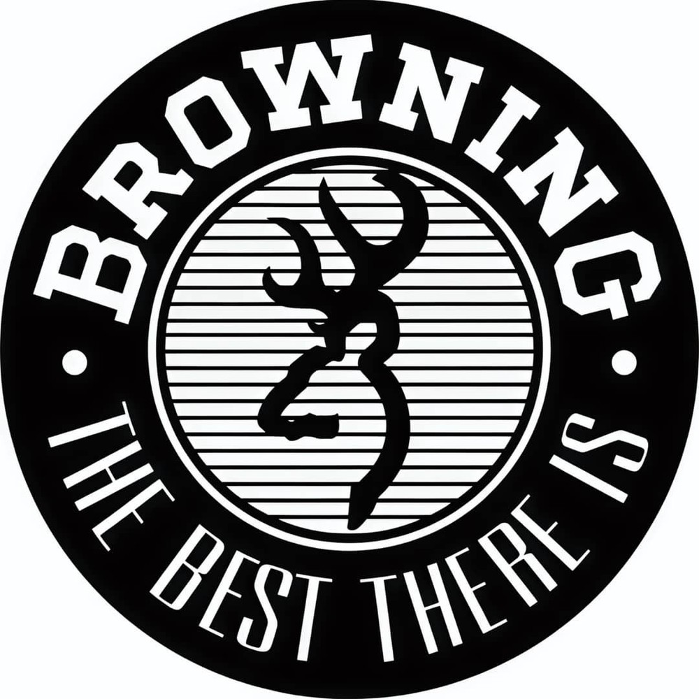 Browning The Best There Is Firearms Metal 12-in Round Gun Sign Black White