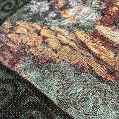 Barbara Mack Antiquarian Tapestry Woven Fringed Throw Blanket 56”x44” Flawed