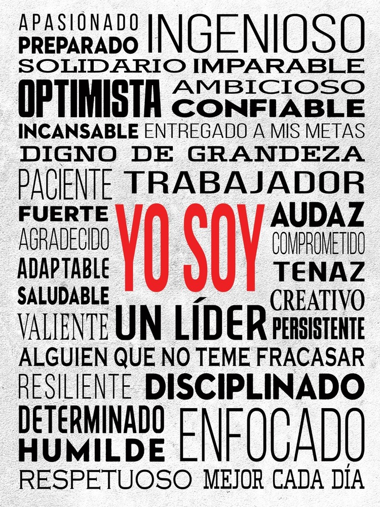 HoneyKick Yo Soy I AM Affirmations Motivational Wall Art Poster 12×16 White