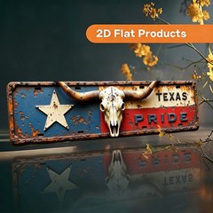 Metal Sign Texas Flag Longhorn Skull Vintage License Plate Wall Decor Plaque