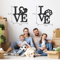 2pcs Wall Art for Living Room Love Letter Wwth Dog Paw Print Wooden Wall Deco…