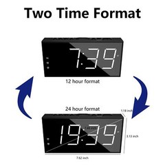 Alarm Clock for Bedroom LED Display Plug in Digital Clock with USB Charging Port