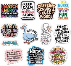 12PCS Funny Nurse Stickers Nursing Gift by Puraesla Hilarious Sticker