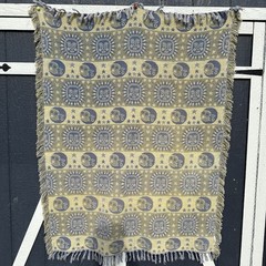Rare Vintage Celestial Woven Tapestry Throw Blanket Fringe 62x42in Sun Moon Star