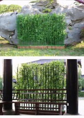 Artificial Bamboo Screen – 39in Solid Wood Base with 16 Thick Faux Stalks &