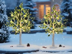 24 LED Artificial Tree Lamp, Lighted Trees for Indoor Decor USB/Battery Powered