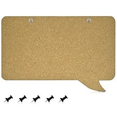 Cork Board Bulletin Board – Rectangular Speech Bubble Design 11 x 17 in,
