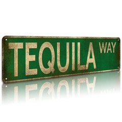 KooLL Street Sign Tequila Way Vintage Rustic Retro 4×16 inches, Green