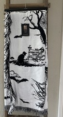 Curious By Cynthia Rowley HALLOWEEN Graveyard Scene Throw Blanket Tapestry NEW