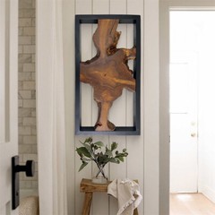 Rustic Teak Wood Wall Decor 17»x 31.5» Farmhouse Live Edge Wall Art Decoration
