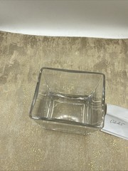 Modern Contemporary Rectangular Clear Glass Open Floral Vase 3.75”X 3”X 5.5” T