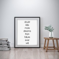 Doubt Inspirational Wall Art Print Motivational Quote Poster Decor Gift for him
