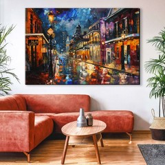 New Orleans Bourbon Street at Night, Canvas Art Print Living Room Decor