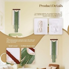 Versatile Boho Macrame Wall Tapestry – Easy Install Wall Decor 47.2″ L x 15.7″ W