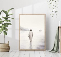 Jesus Walking On Water Canvas Wall art Print Christian Spiritual Home Wall decor