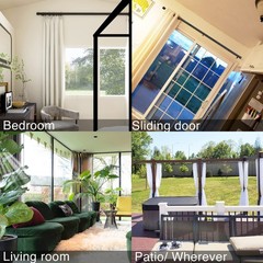 Long Black Curtain Rod for Living Room Windows 28 to 144 inch, 1″ Heavy Duty …