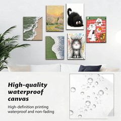 Vintage Lady Reading Canvas Painting 2DFlat Frameless Wall Art Home Office Decor