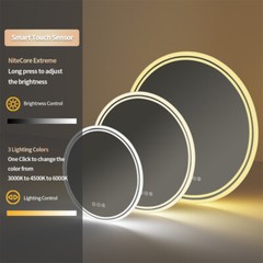 32in Round Lighted Mirror LED Bathroom Vanity Wall Mounted Mirror Touch Anti-Fog