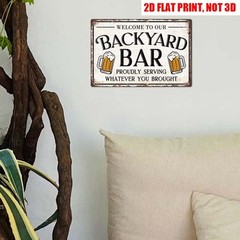 Retro Backyard Bar Metal Tin Sign Welcome Sign Wall Decor Outdoor Patio Parties