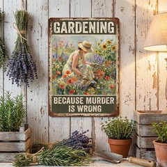 Personalized Funny Gardening Sign • Rustic Farmhouse Wall Decor • Vintage Flower