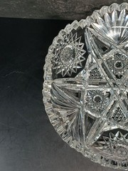 Antique American Brilliant Period Crystal Cut Sunburst Glass Bowl