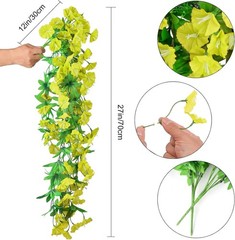 Easy-Care 2PCS Fake Yellow Morning Glory Vines – Perfect for Decorating Walls