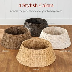 Choice Products 42in Christmas Tree Collar, Woven Hyacinth 4-Piece Holiday