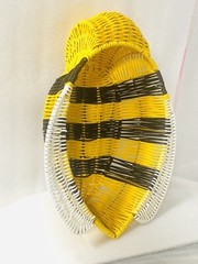 Bee Wicker Basket Ciroa NEW Plastic Resin 13×11.5” Bumble Yellow Black