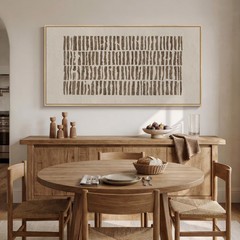 Large Framed Neutral Abstract Canvas Wall Art for Living Room, Horizontal Wab…