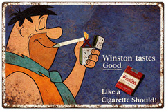 Flintstones Winston Cigarettes Vintage Tobacco Advertising 8×12 Metal Sign