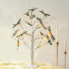 Money Tree Gift Holder Lighted Tabletop Birch Clips Greeting Cards 24 LED