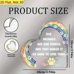 Rainbow & Paw Print Heart Plaque Pet Loss Memorial Gift Family Desktop Decor